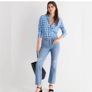 NWT J. Crew 9" Billie Demi Boot Crop Jeans Distressed Women's Size 26P